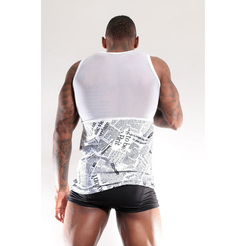 Tank top with Mesh and Graphic Writings