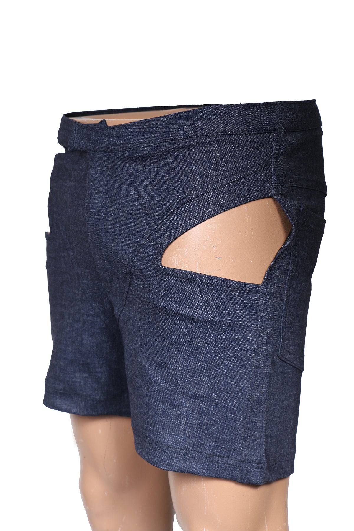 Short navy cut-out jeans for HIM