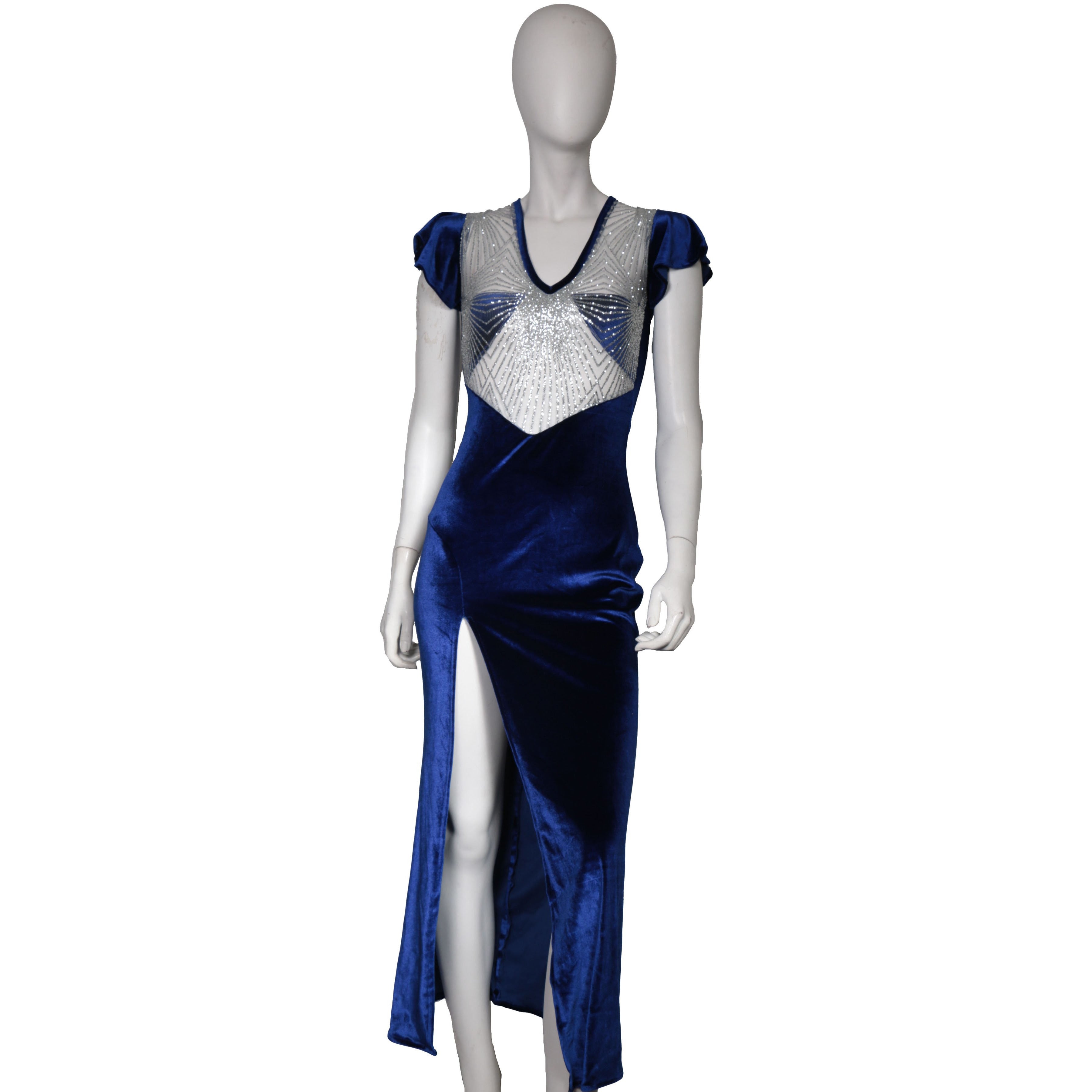 Blue Velvet split dress