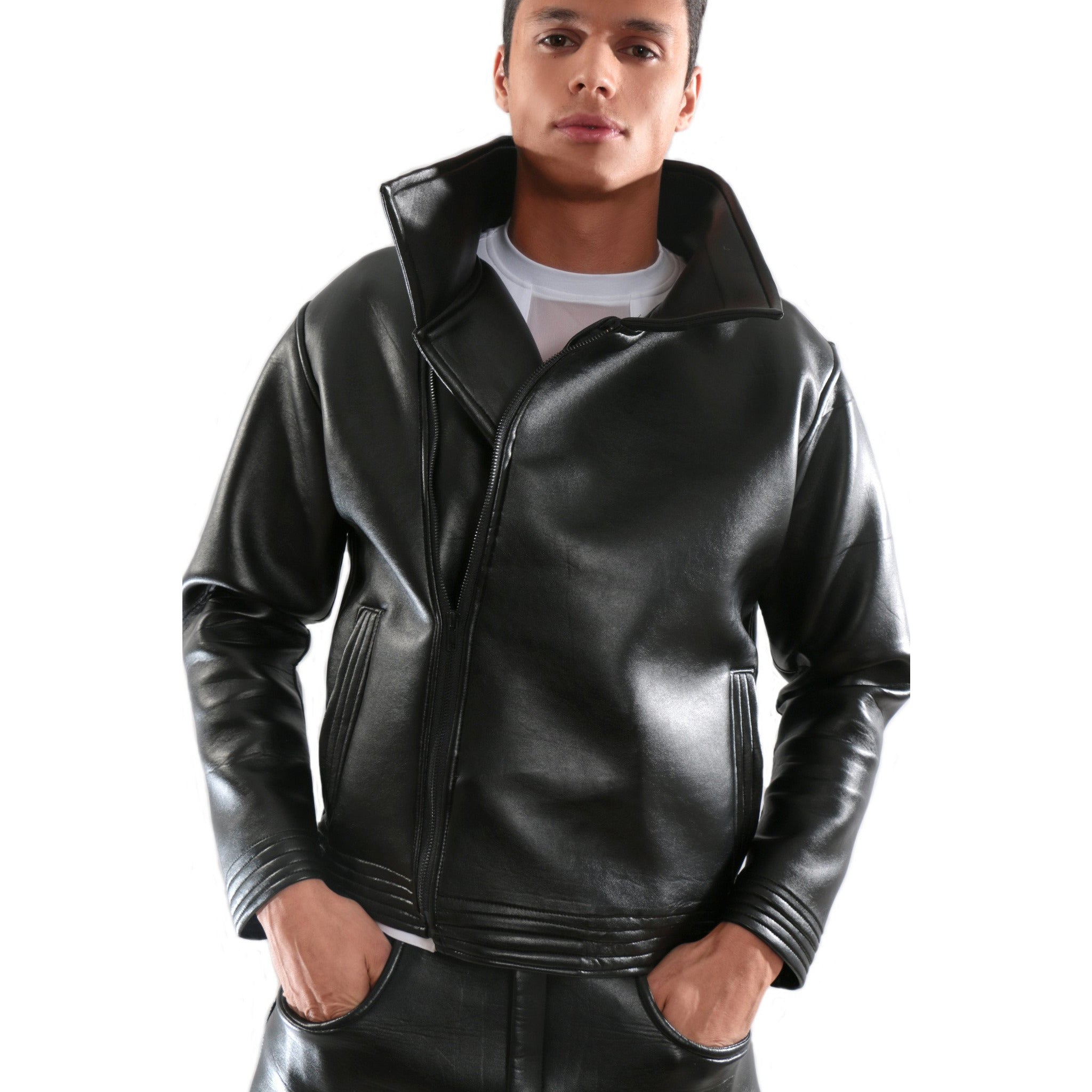 Black Synthetic Leather Jacket
