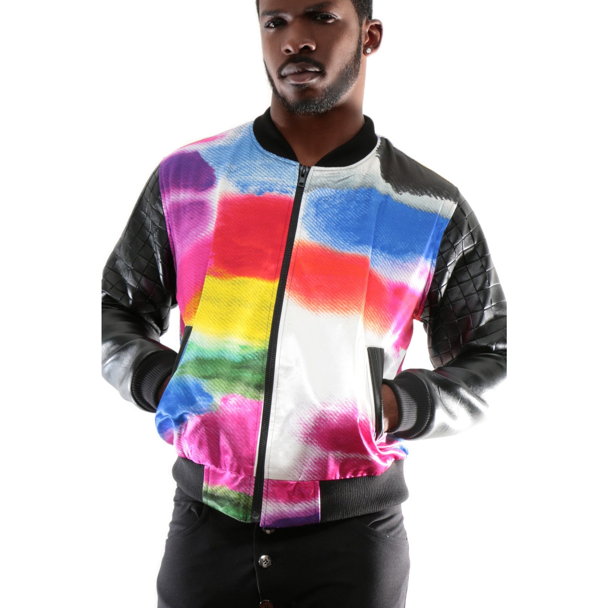 Bomber Jacket with Color patch imprint