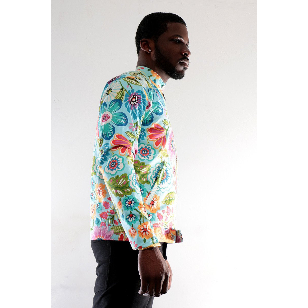 Floral Bomber Jacket with 3D Print