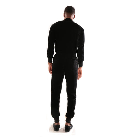Black Velvet jumpsuit with deep V