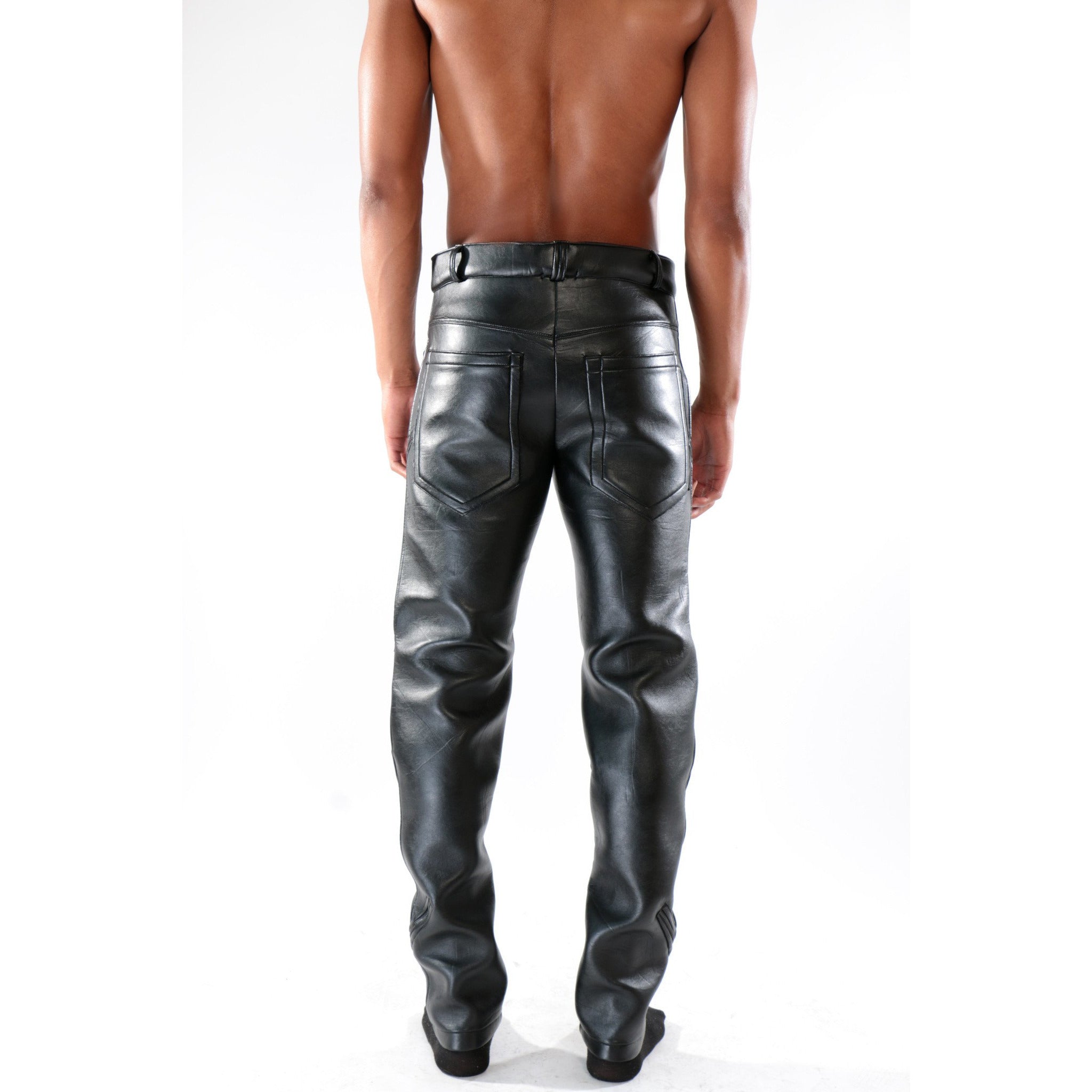 Custom Black leather trouser with removable knee pads