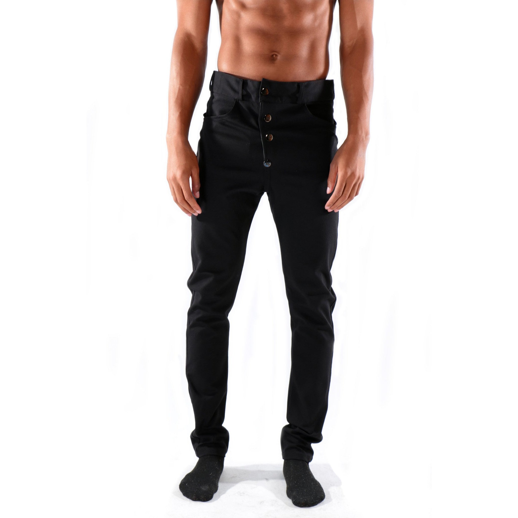 Black high waist fashion trouser with stretch