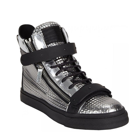 Silver Black High Quality leather sneaker