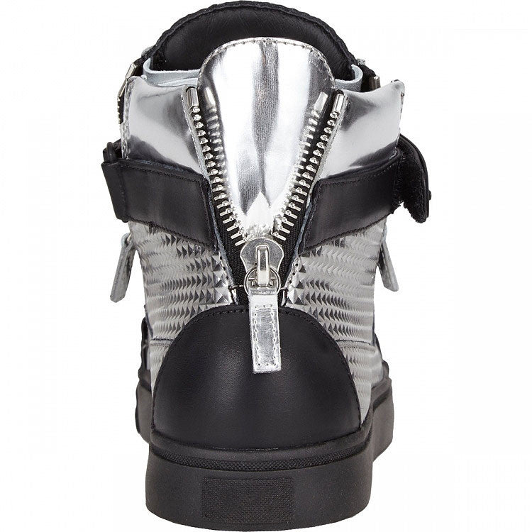 Silver Black High Quality leather sneaker