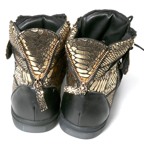 Black and Gold leather sneaker with texture