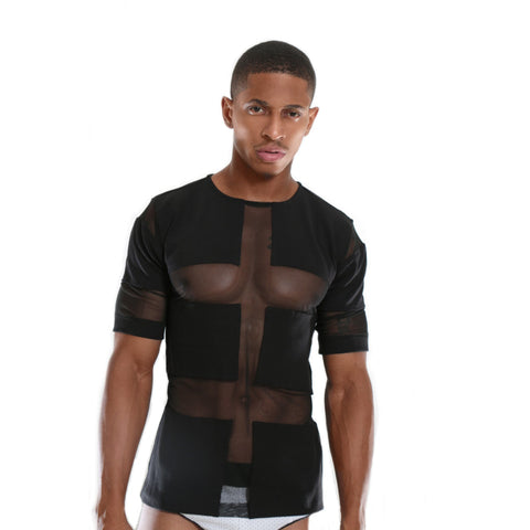 High quality Luxury T-shirt with see through mesh