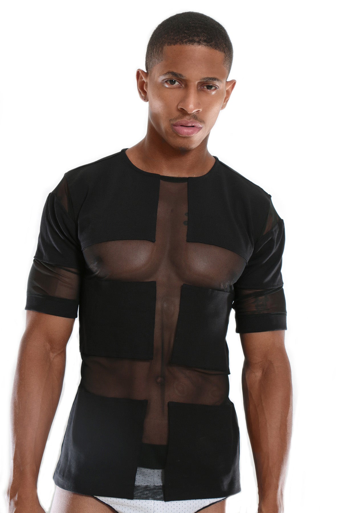 High quality Luxury T-shirt with see through mesh